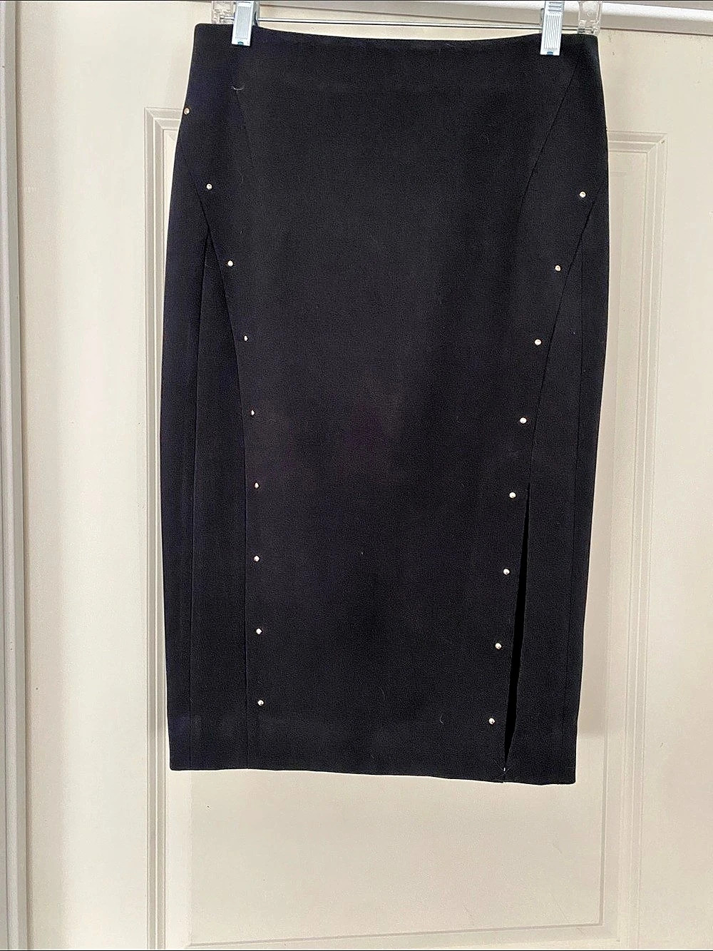 White House Black Market Midi Skirt Studded in Black Size 8 NWT